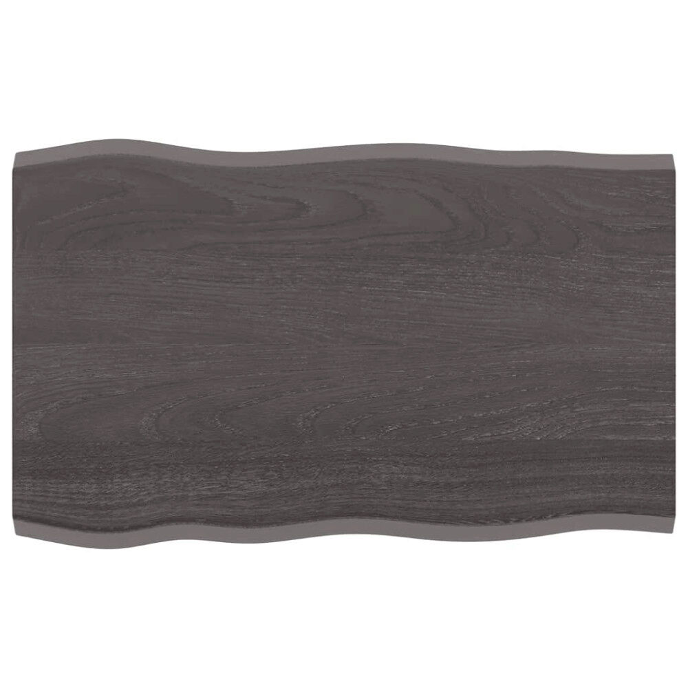 vidaXL Bordsskiva mörkbrun 80x50x2 cm massiv ek levande kant