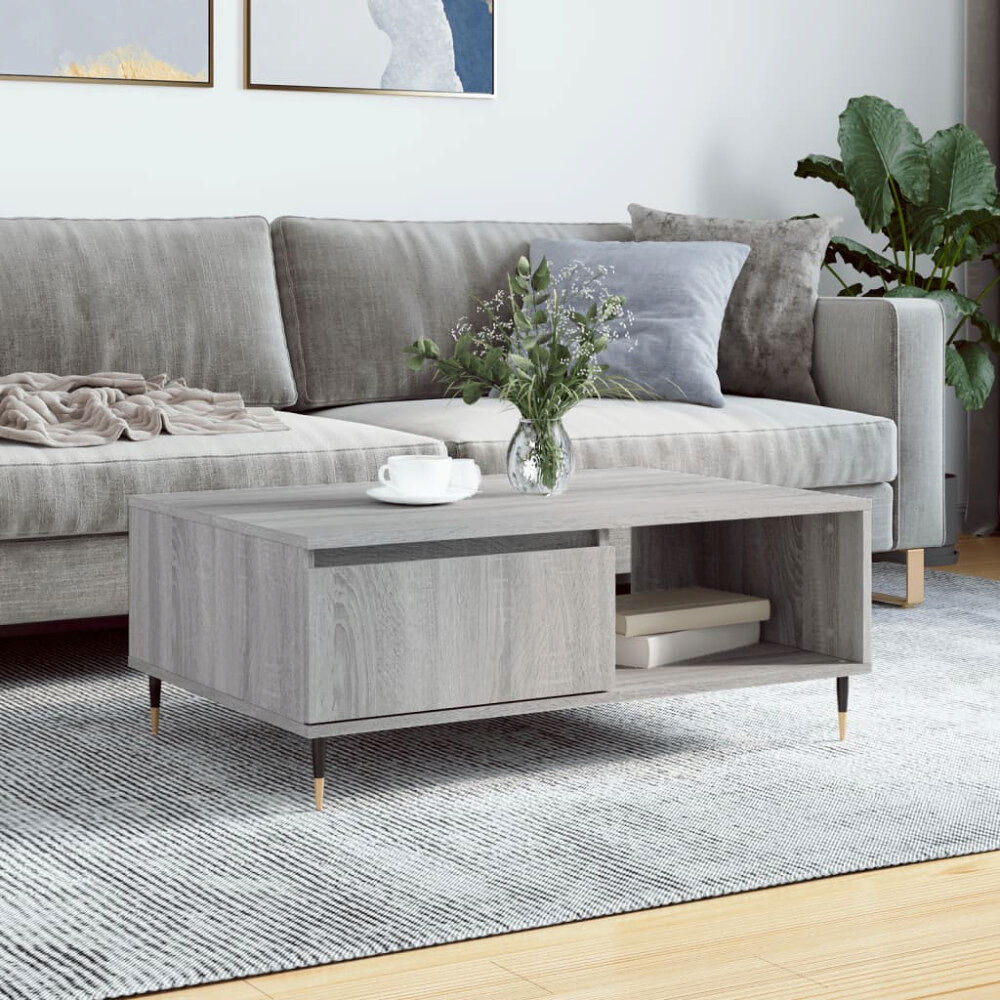 vidaXL Soffbord grå sonoma 90x60x35 cm konstruerat trä