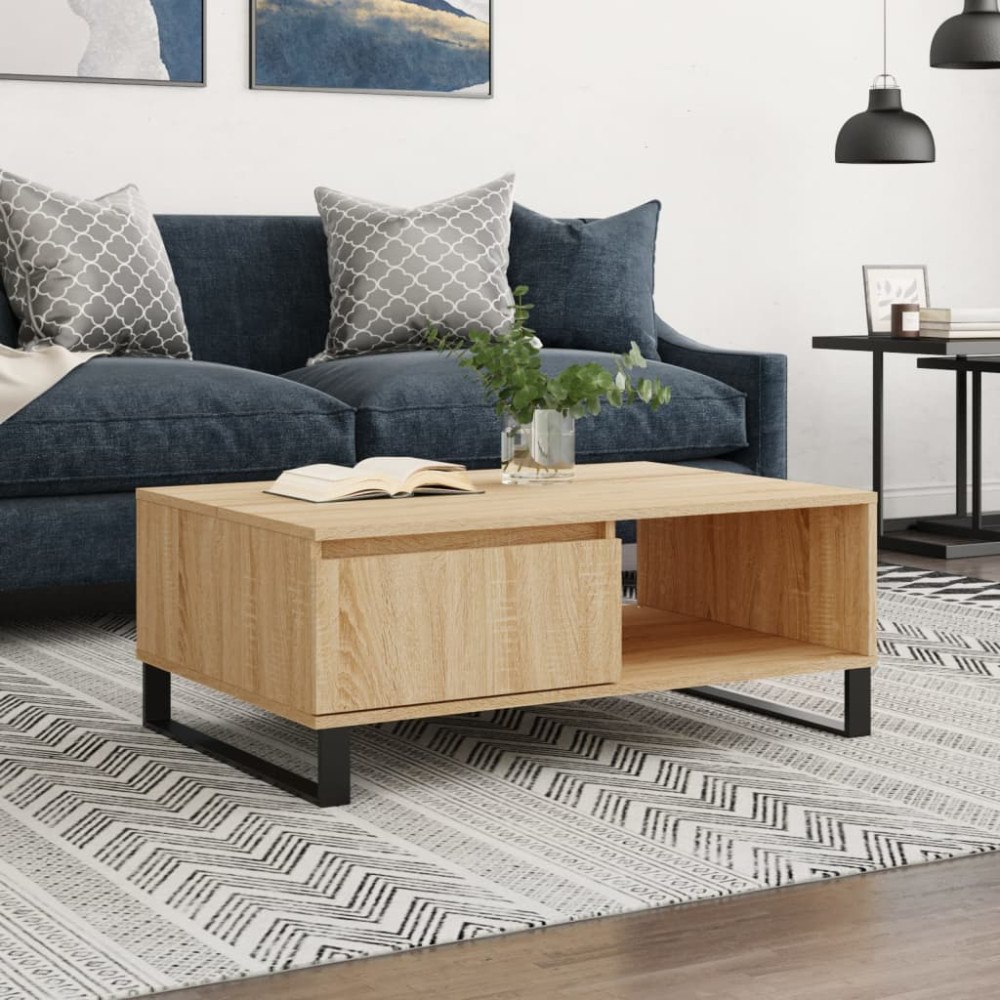 vidaXL Soffbord sonoma-ek 90x60x35 cm konstruerat trä