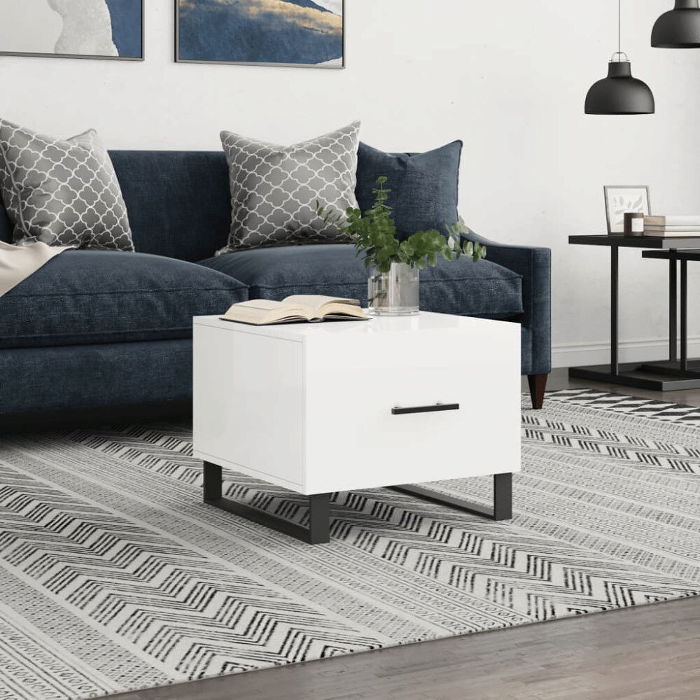 vidaXL Soffbord vit högglans 50x50x40 cm konstruerat trä