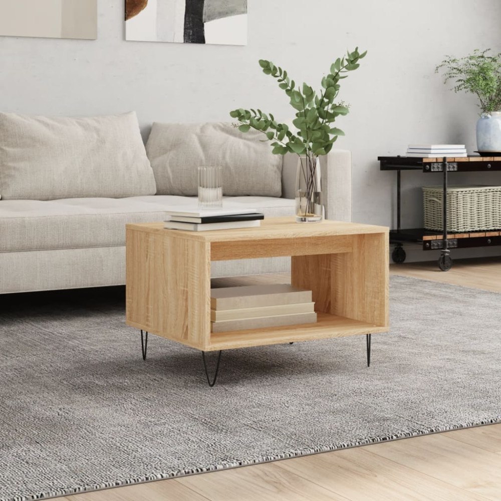vidaXL Soffbord sonoma-ek 60x50x40 cm konstruerat trä