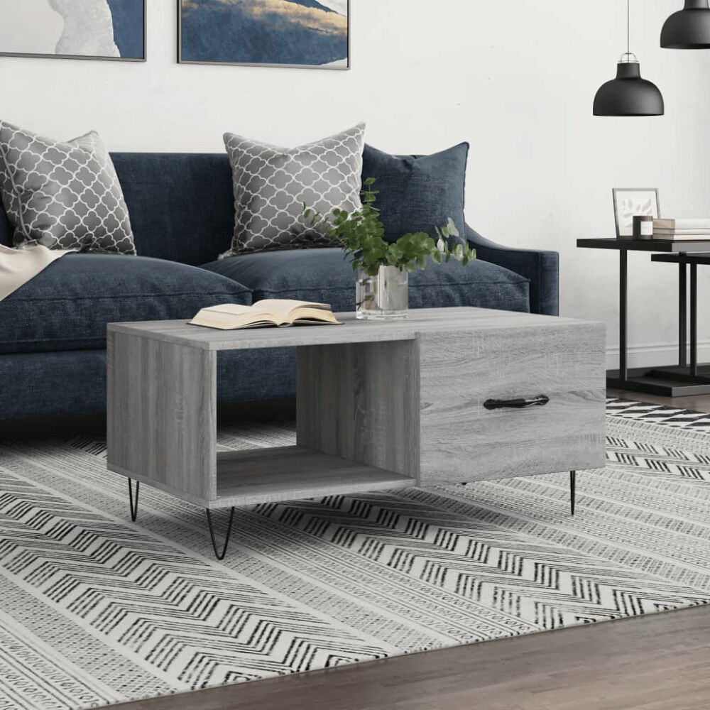 vidaXL Soffbord grå sonoma 90x50x40 cm konstruerat trä