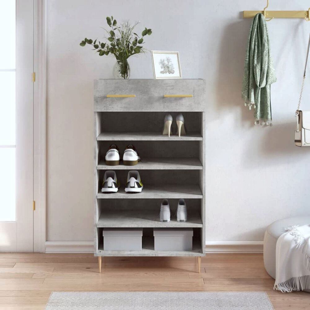 vidaXL Skohylla betonggrå 60x35x105 cm konstruerat trä