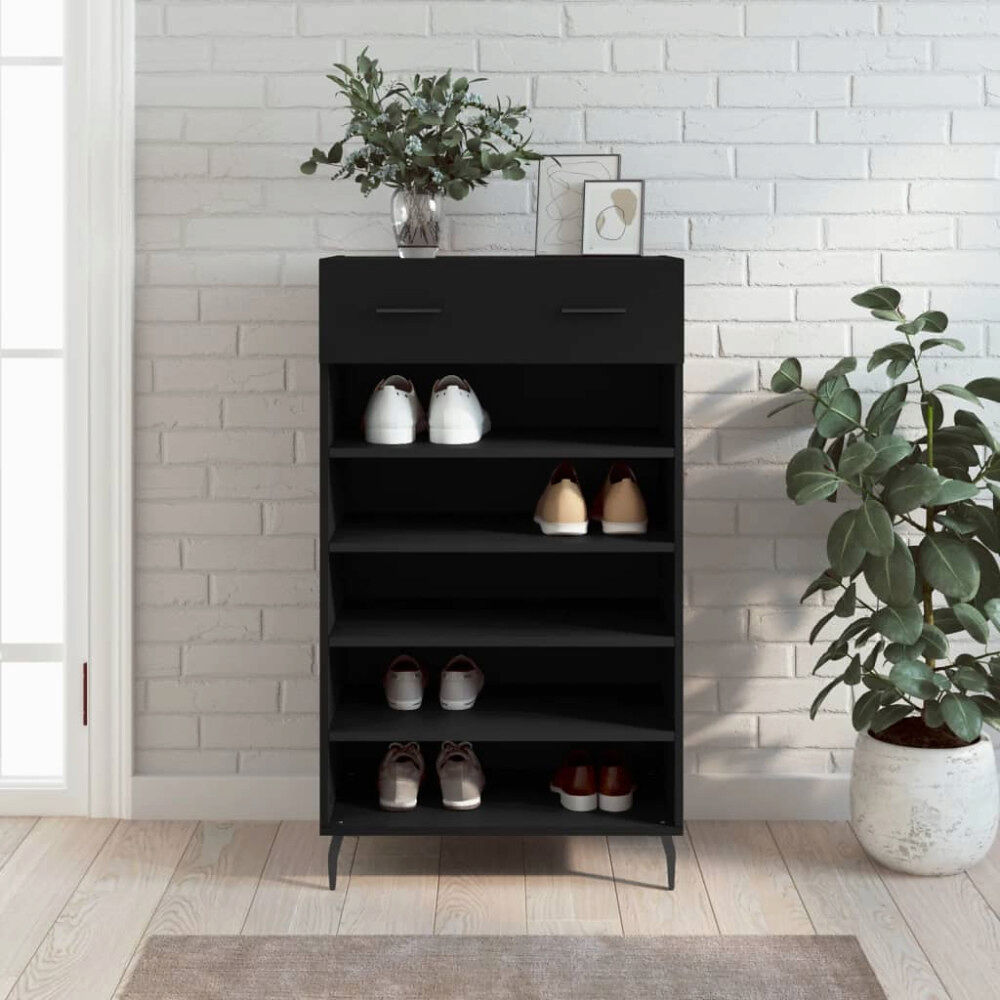 vidaXL Skohylla svart 60x35x105 cm konstruerat trä