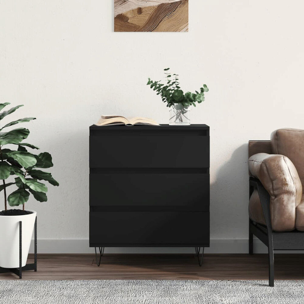 vidaXL Byrå svart 60x35x70 cm konstruerat trä