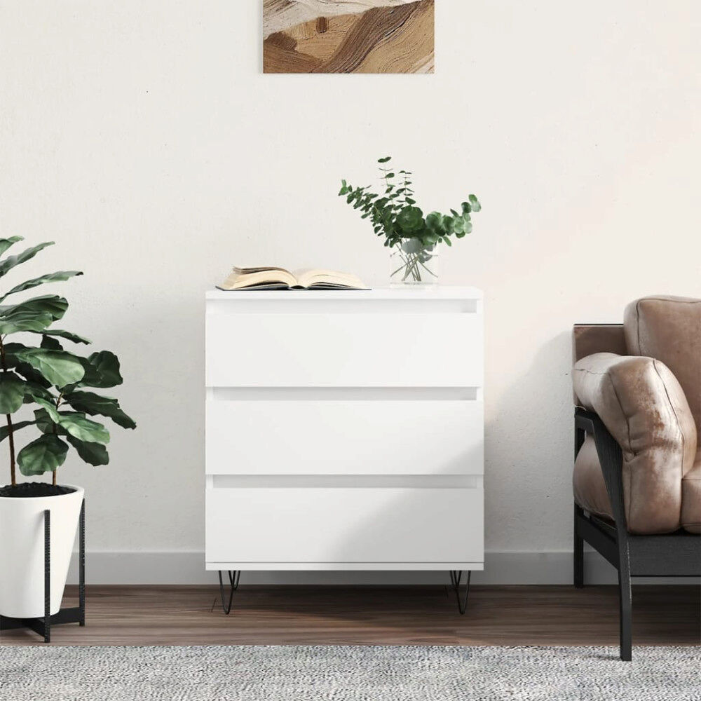 vidaXL Byrå vit 60x35x70 cm konstruerat trä