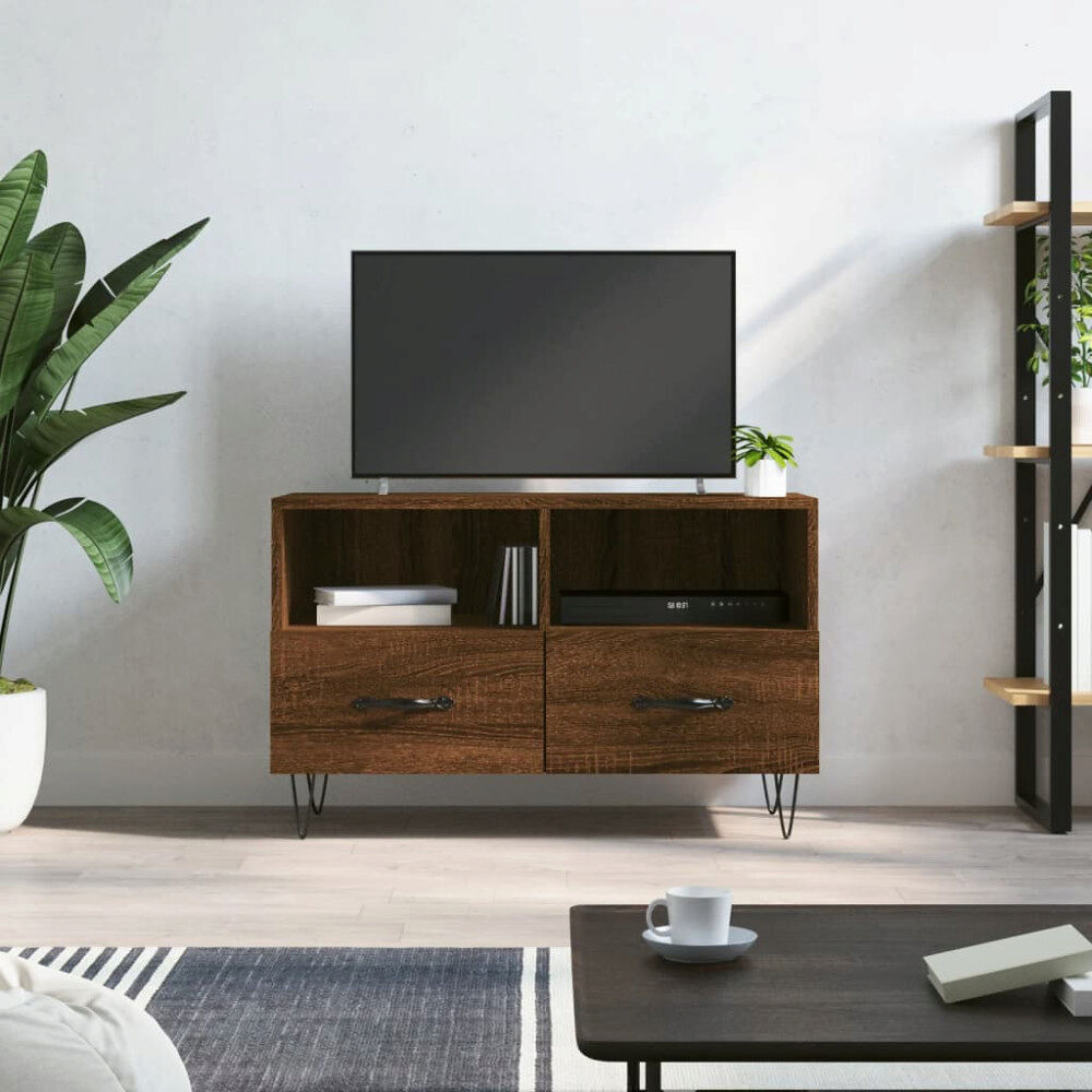 vidaXL Tv-bänk brun ek 80x36x50 cm konstruerat trä