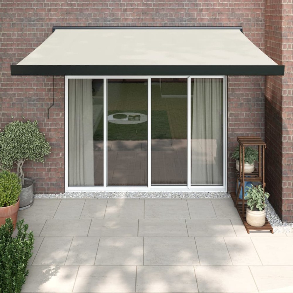 vidaXL Markis infällbar gräddvit 3,5x2,5 m tyg&aluminium