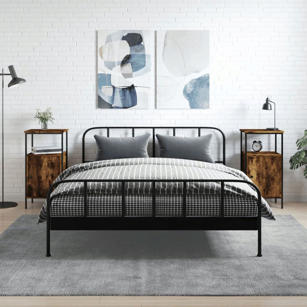 vidaXL Sängbord 2 st rökfärgad ek 41x31x80 cm konstruerat trä