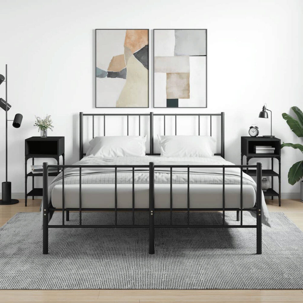 vidaXL Sängbord 2 st svart 35x34,5x70 cm konstruerat trä