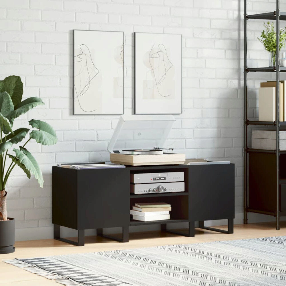 vidaXL Stereobänk svart 121x38x48 cm konstruerat trä