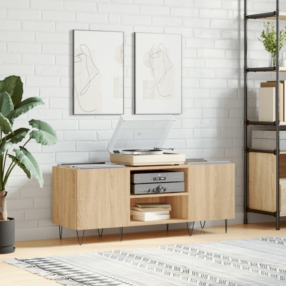 vidaXL Stereobänk sonoma-ek 121x38x48 cm konstruerat trä