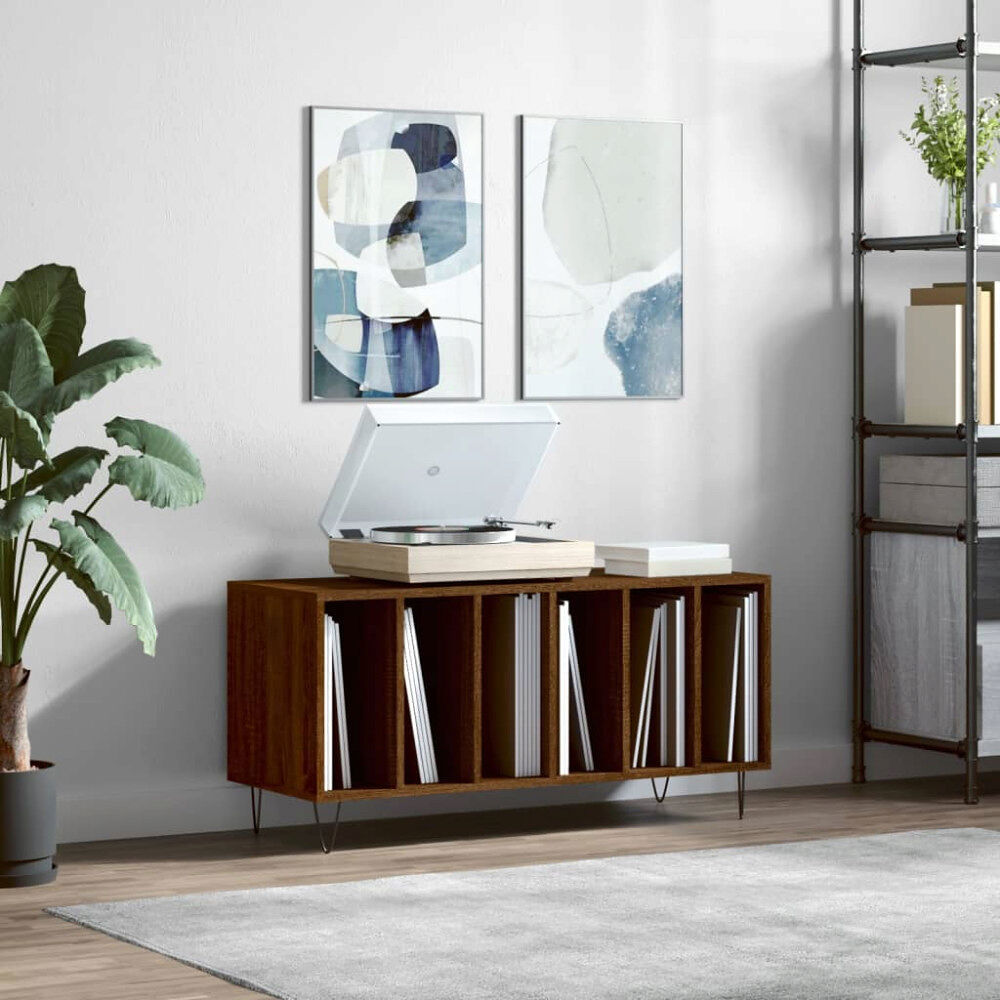 vidaXL Stereobänk brun ek 100x38x48 cm konstruerat trä