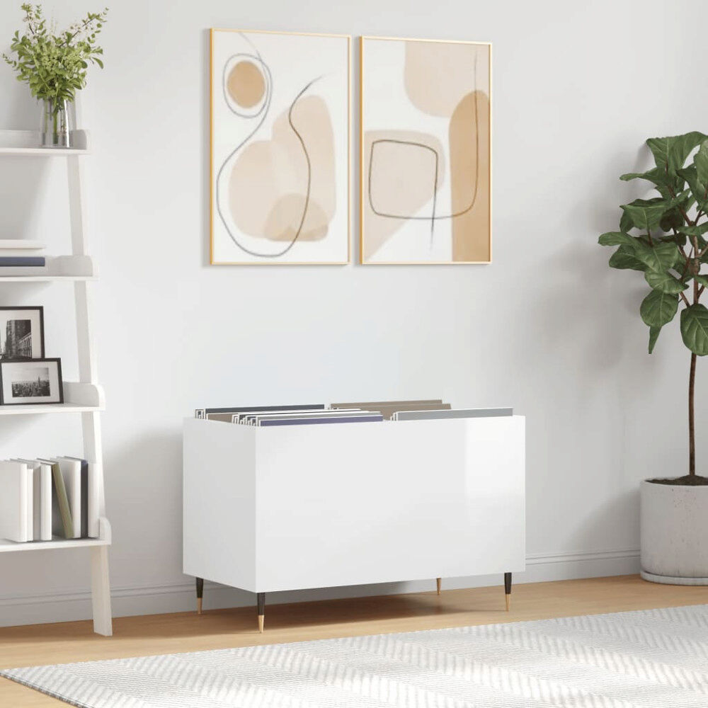 vidaXL Stereobänk vit högglans 74,5x38x48 cm konstruerat trä
