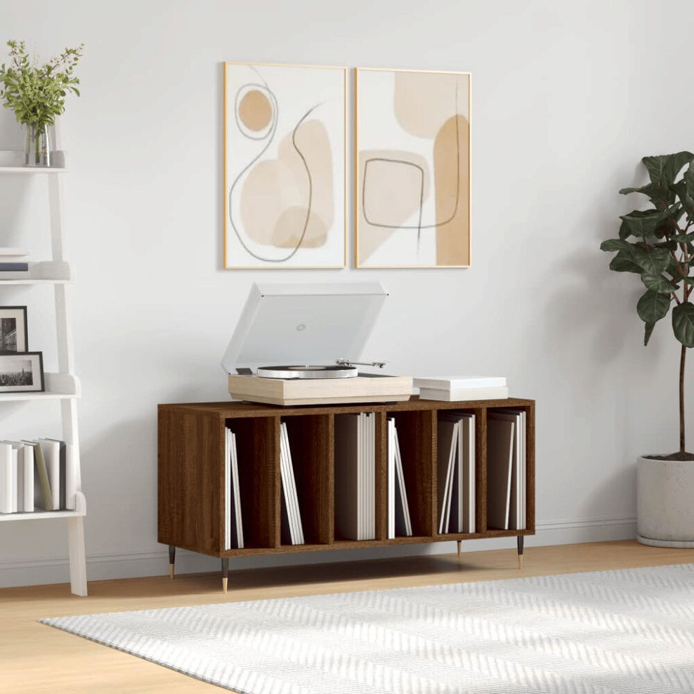 vidaXL Stereobänk brun ek 100x38x48 cm konstruerat trä
