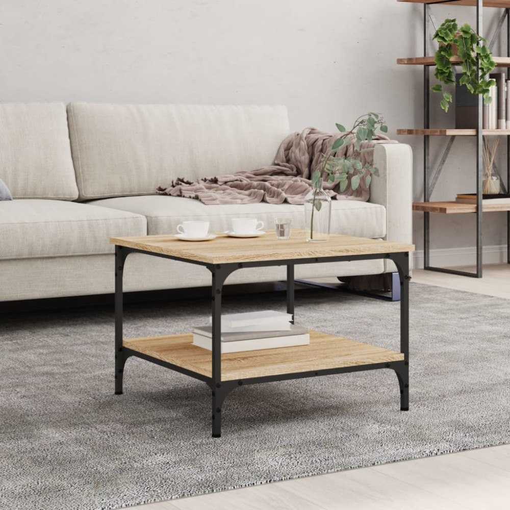 vidaXL Soffbord sonoma-ek 55x55x40 cm konstruerat trä