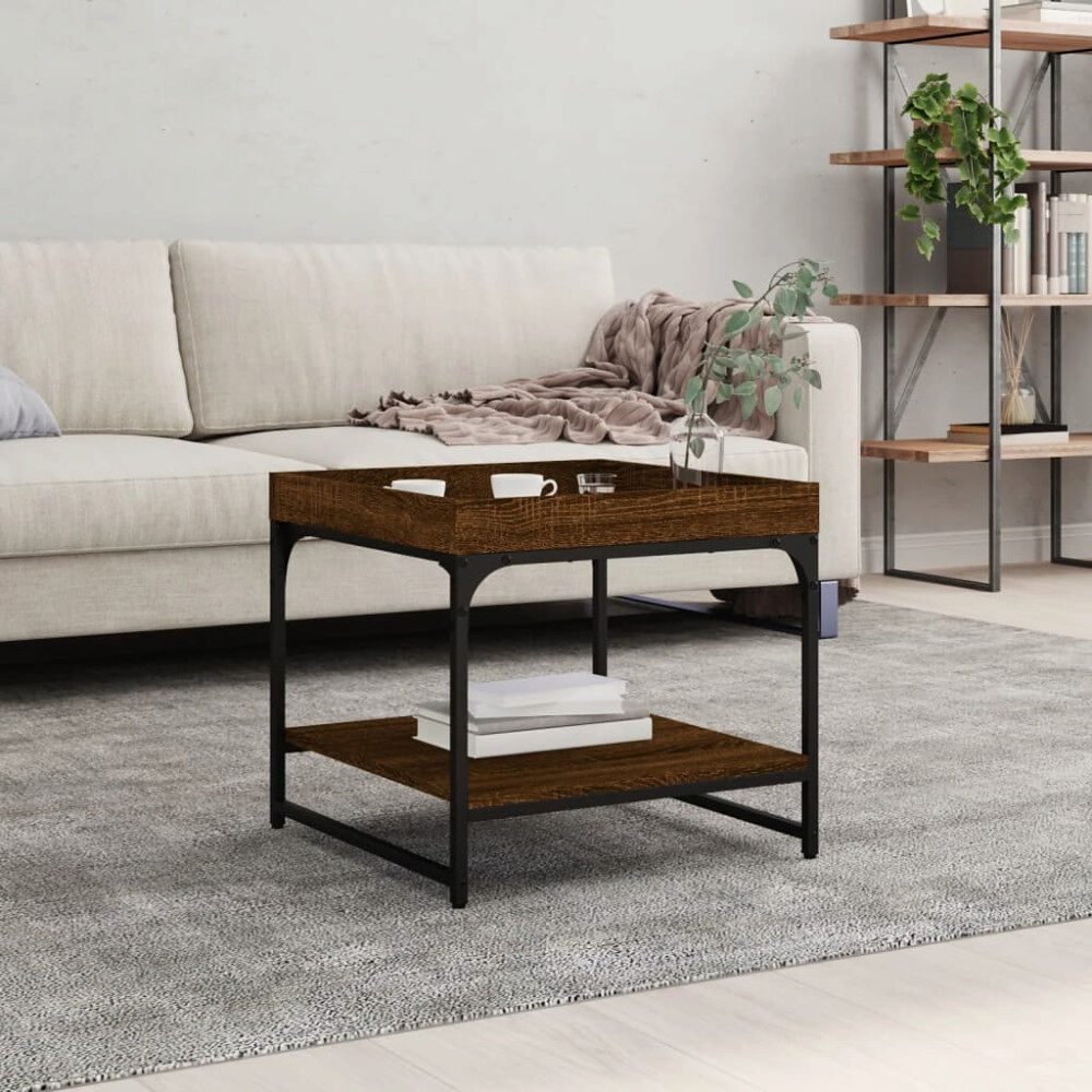 vidaXL Soffbord brun ek 49,5x49,5x45 cm konstruerat trä