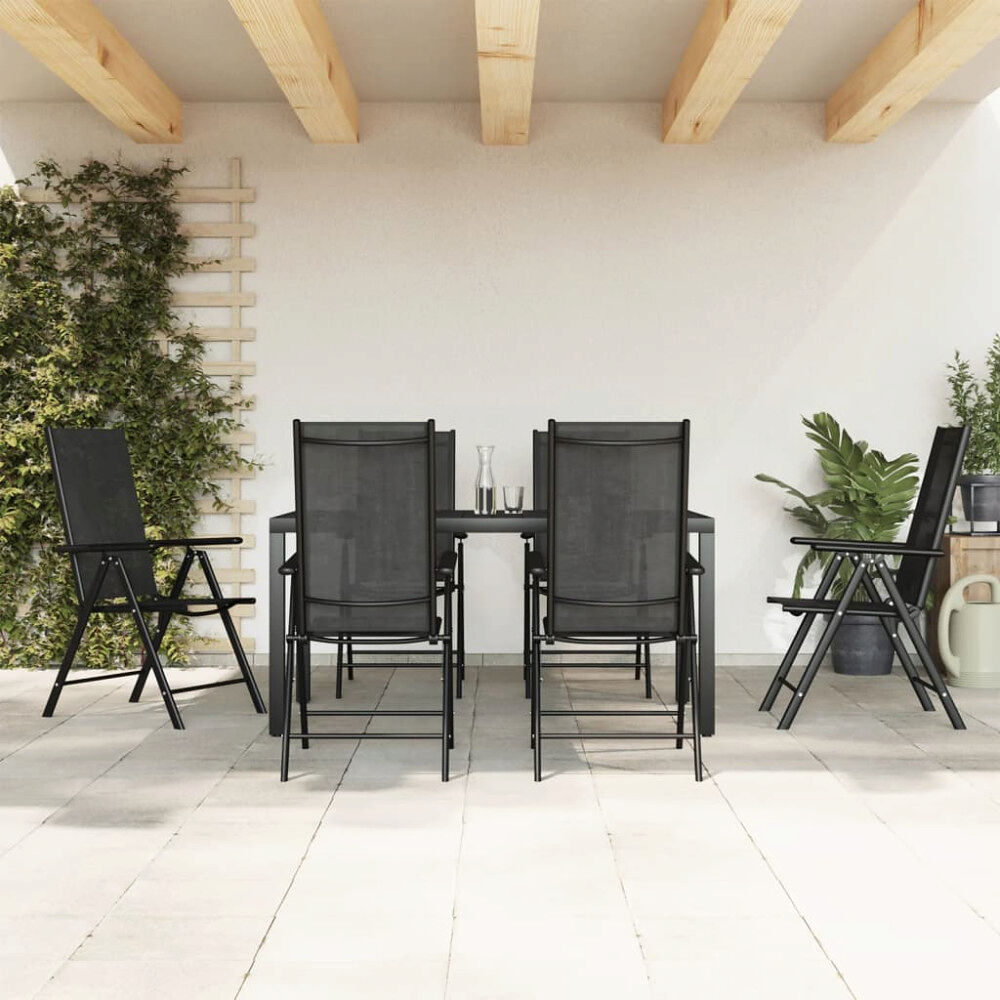 vidaXL Matgrupp för trädgården 7 delar svart aluminium