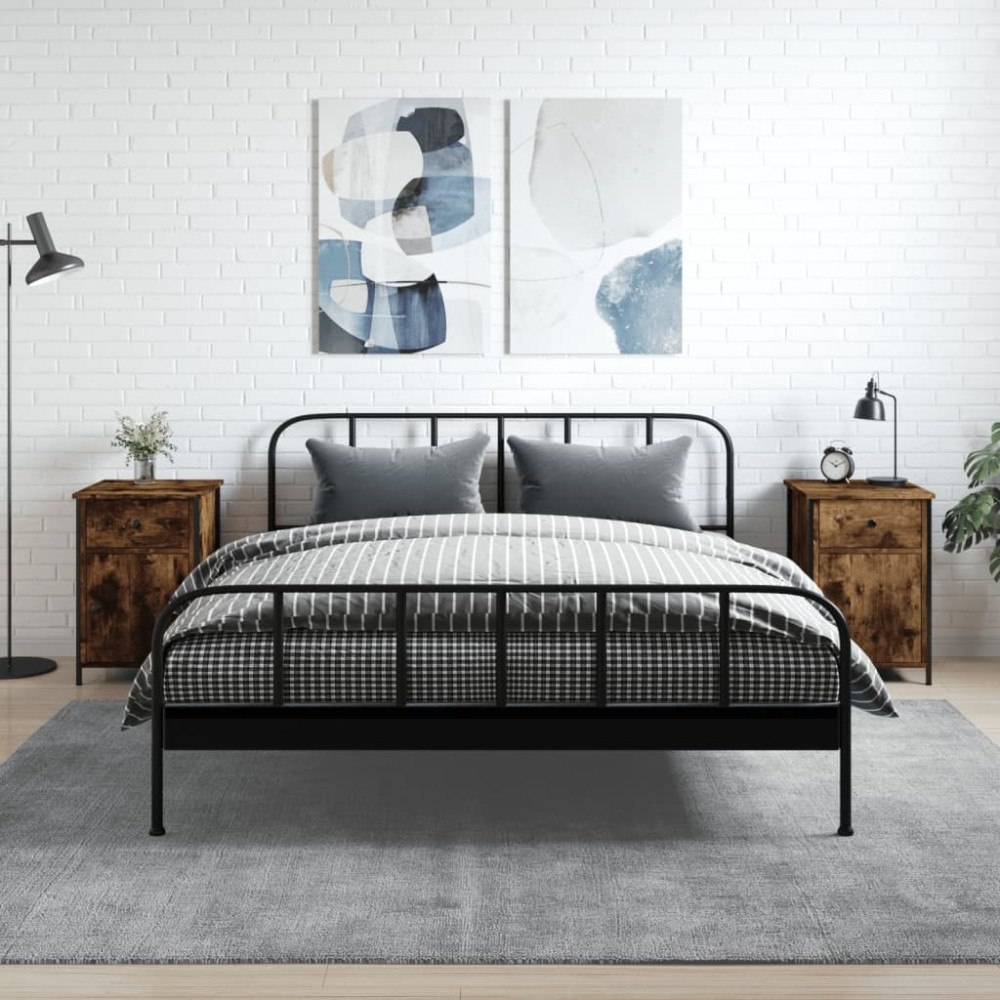vidaXL Sängbord 2 st rökfärgad ek 40x42x60 cm konstruerat trä