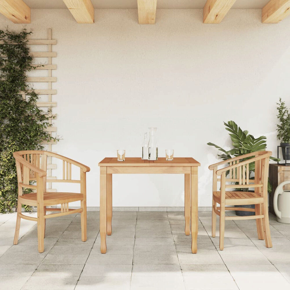 vidaXL Matgrupp för trädgården 3 delar massiv teak