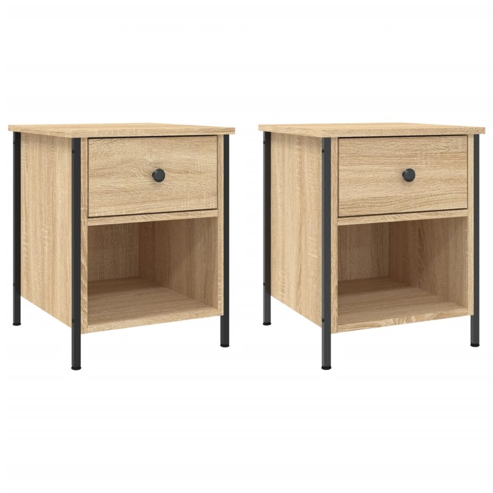 vidaXL Sängbord 2 st sonoma-ek 40x42x50 cm konstruerat trä