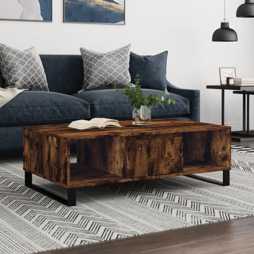 vidaXL Soffbord rökfärgad ek 104x60x35 cm konstruerat trä