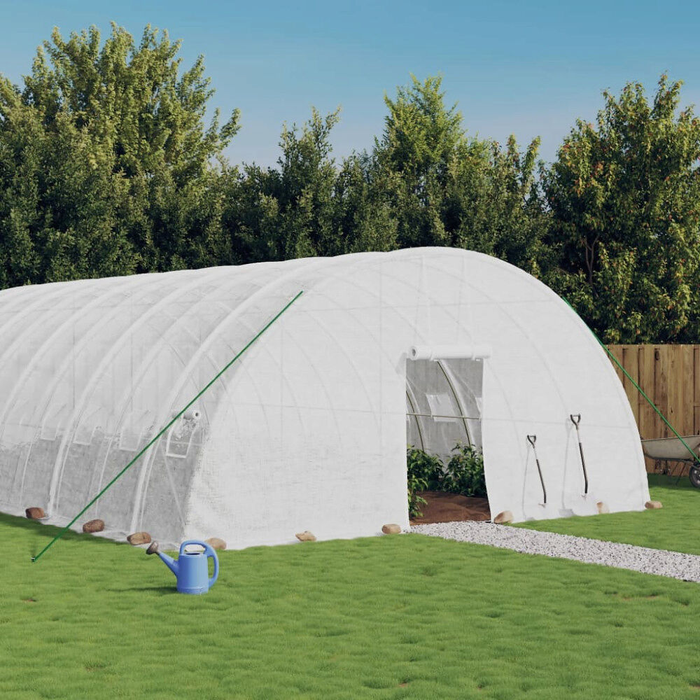 vidaXL Växthus med stålram vit 96 m² 16x6x2,85 m