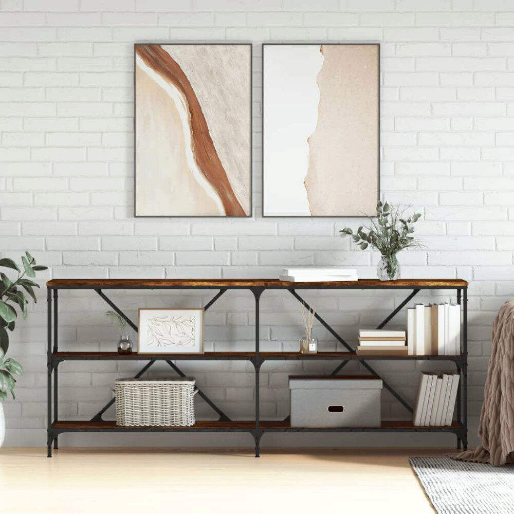 vidaXL Konsolbord rökfärgad ek 180x30x75 cm konstruerat trä och järn