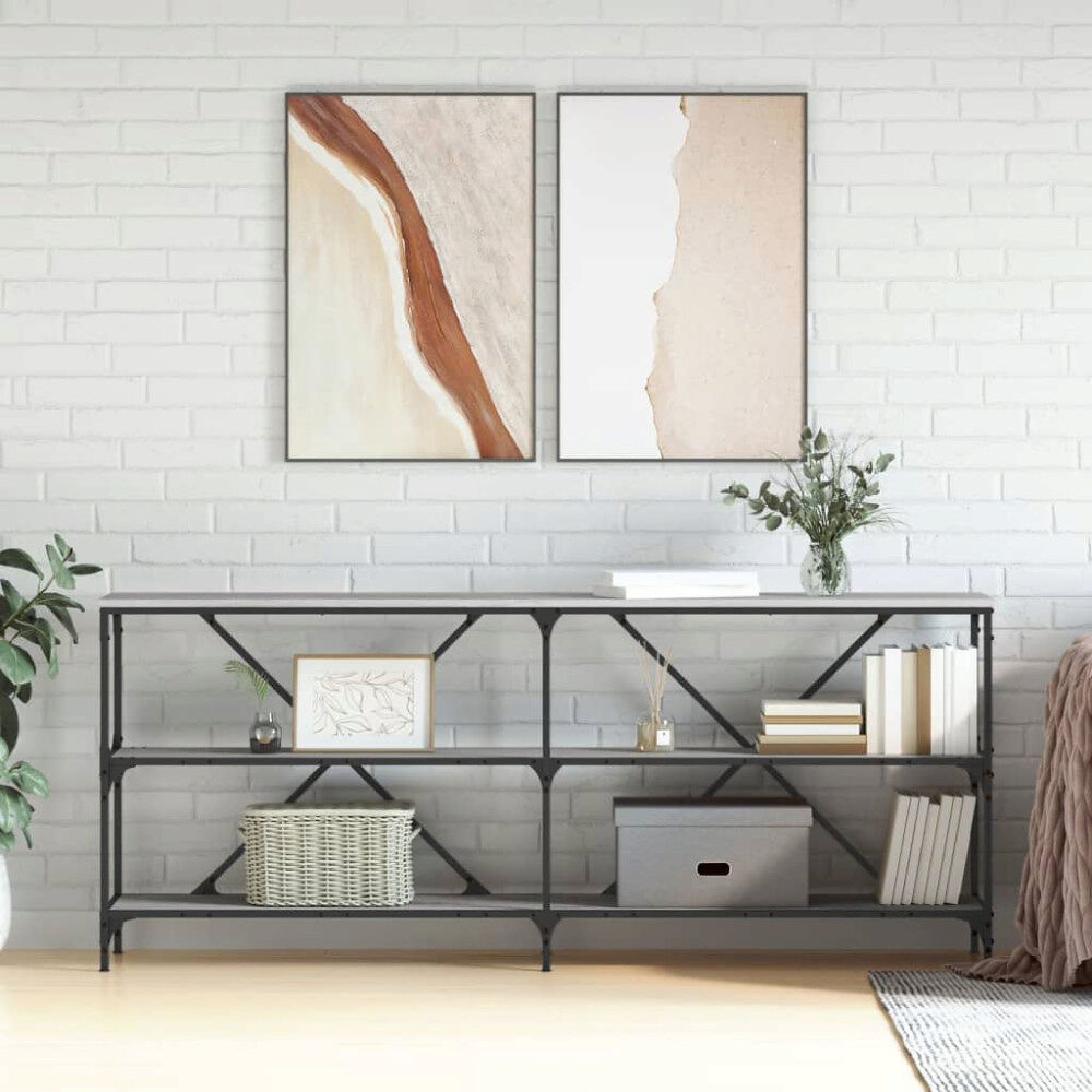 vidaXL Konsolbord grå sonoma 180x30x75 cm konstruerat trä och järn