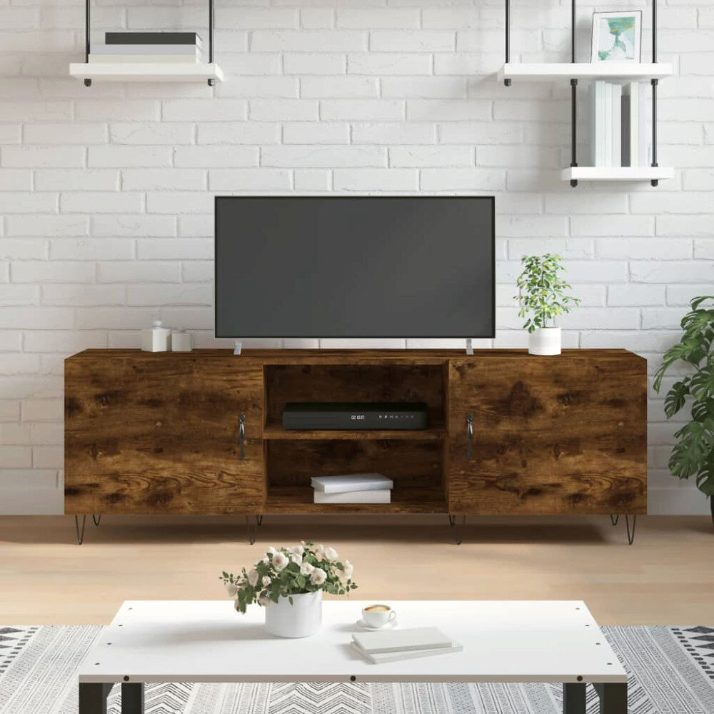 vidaXL Tv-bänk rökfärgad ek 150x30x50 cm konstruerat trä