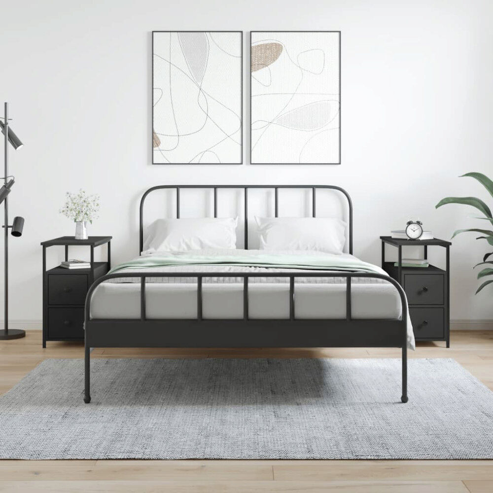 vidaXL Sängbord 2 st svart 30x60x60 cm konstruerat trä