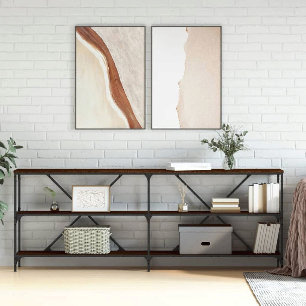 vidaXL Konsolbord brun ek 200x30x75 cm konstruerat trä och järn