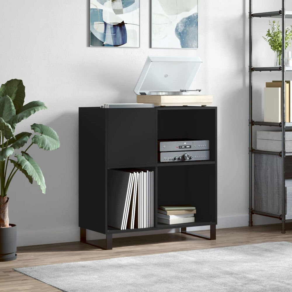 vidaXL Stereobänk svart 84x38x89 cm konstruerat trä