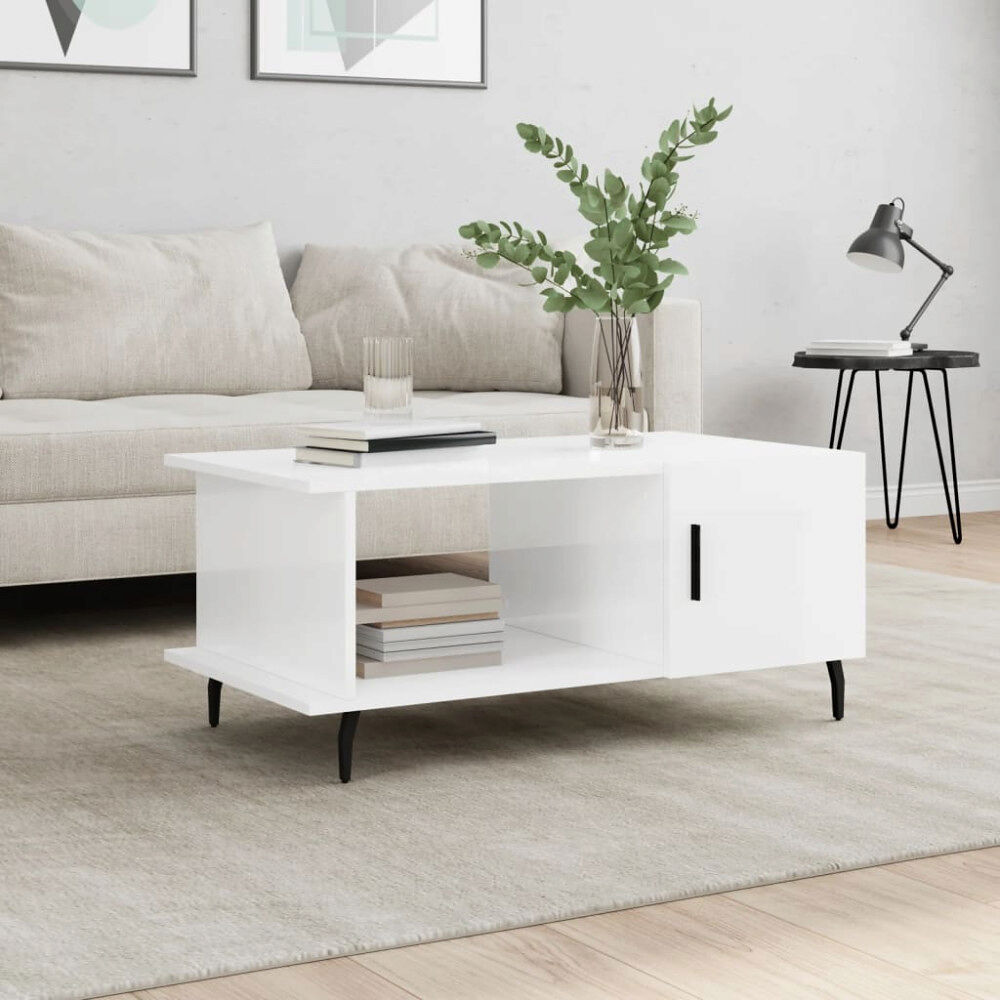 vidaXL Soffbord vit högglans 90x50x40 cm konstruerat trä