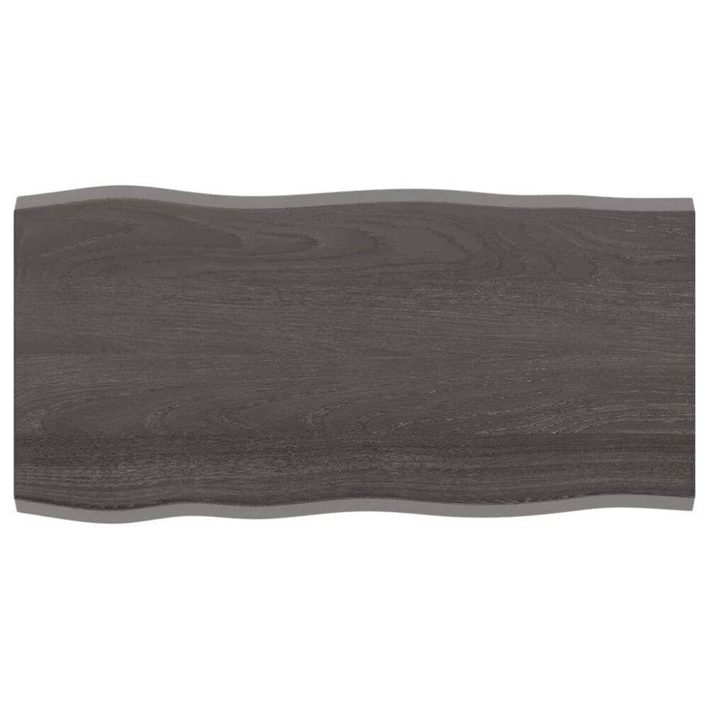 vidaXL Bordsskiva mörkbrun 100x50x2 cm massiv ek levande kant