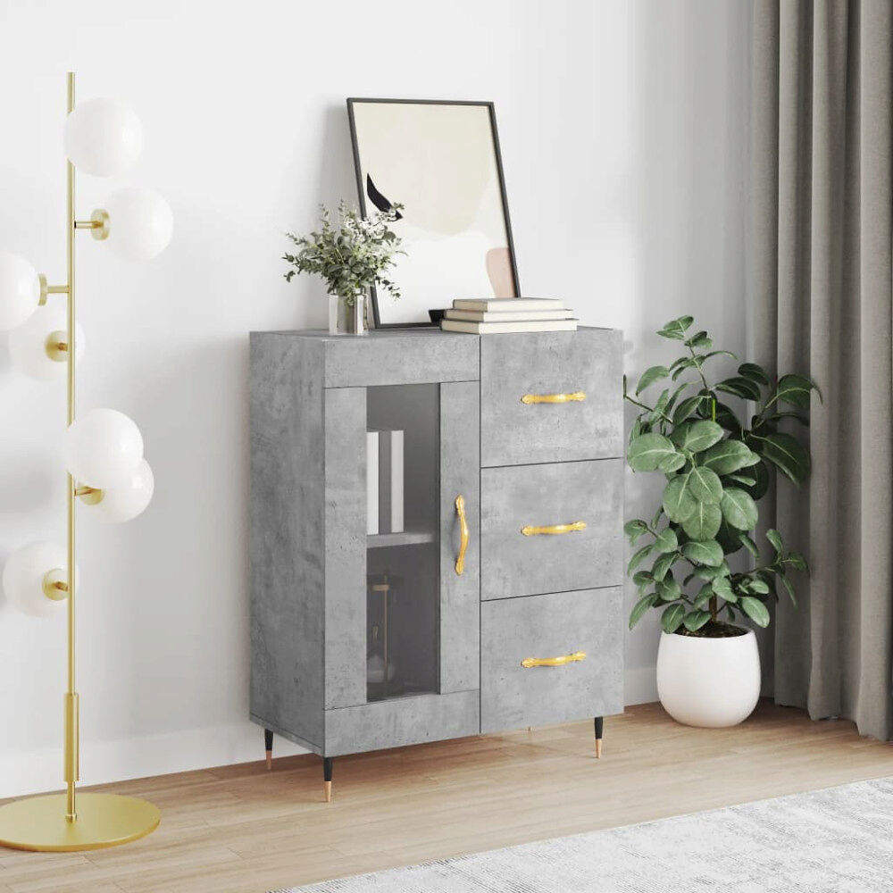 vidaXL Skänk betonggrå 69,5x34x90 cm konstruerat trä