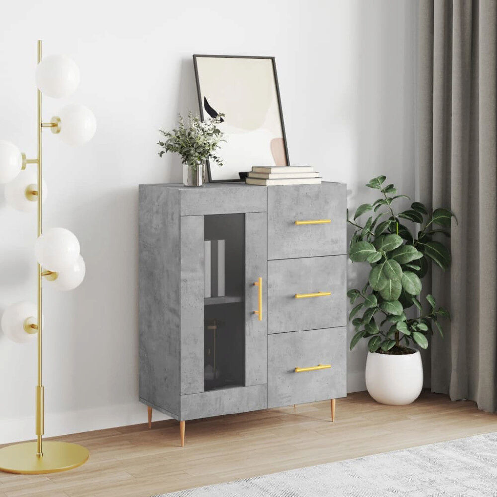 vidaXL Skänk betonggrå 69,5x34x90 cm konstruerat trä