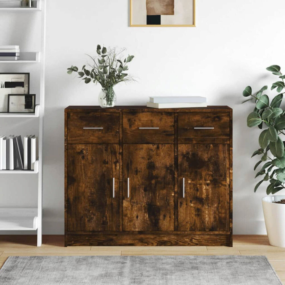 vidaXL Skänk rökfärgad ek 91x28x75 cm konstruerat trä