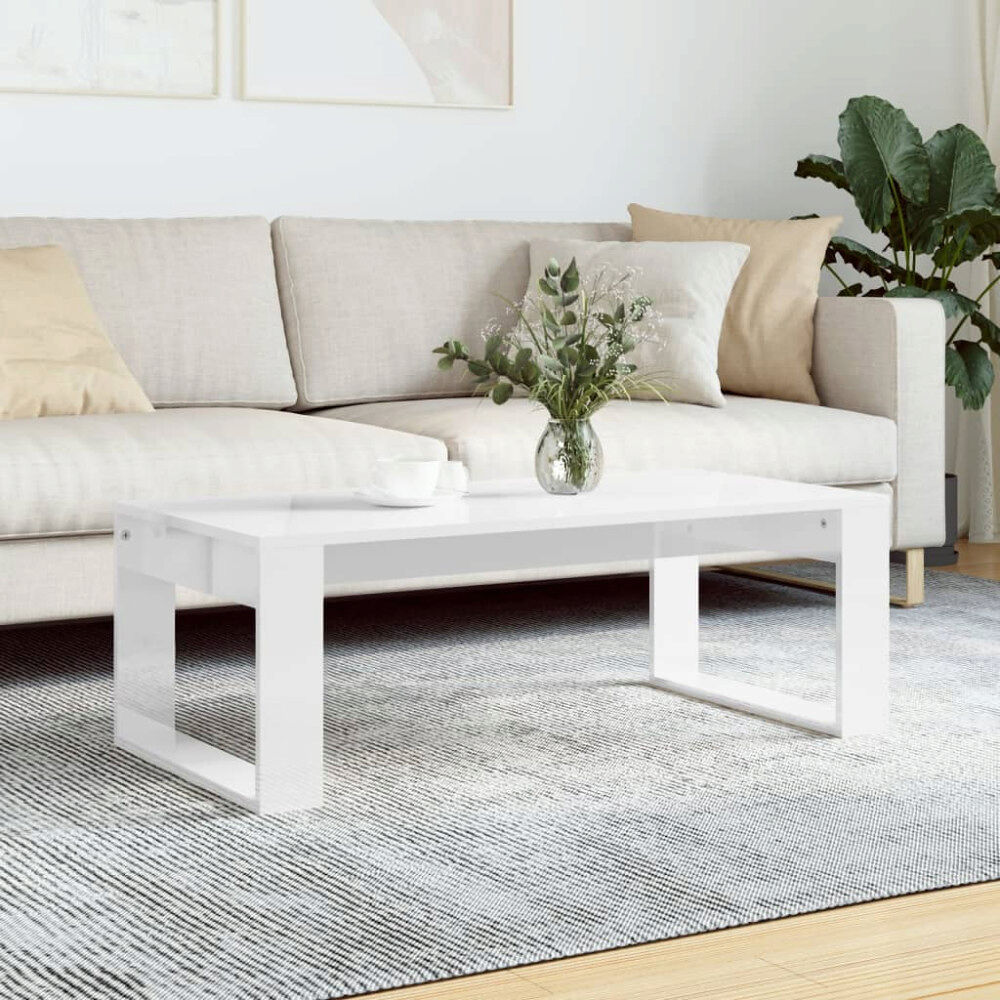 vidaXL Soffbord vit högglans 102x50x35 cm konstruerat trä