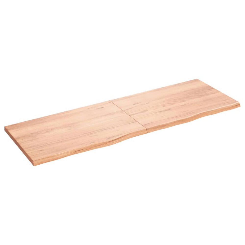 vidaXL Vägghylla ljusbrun 180x60x(2-4) cm behandlad massiv ek