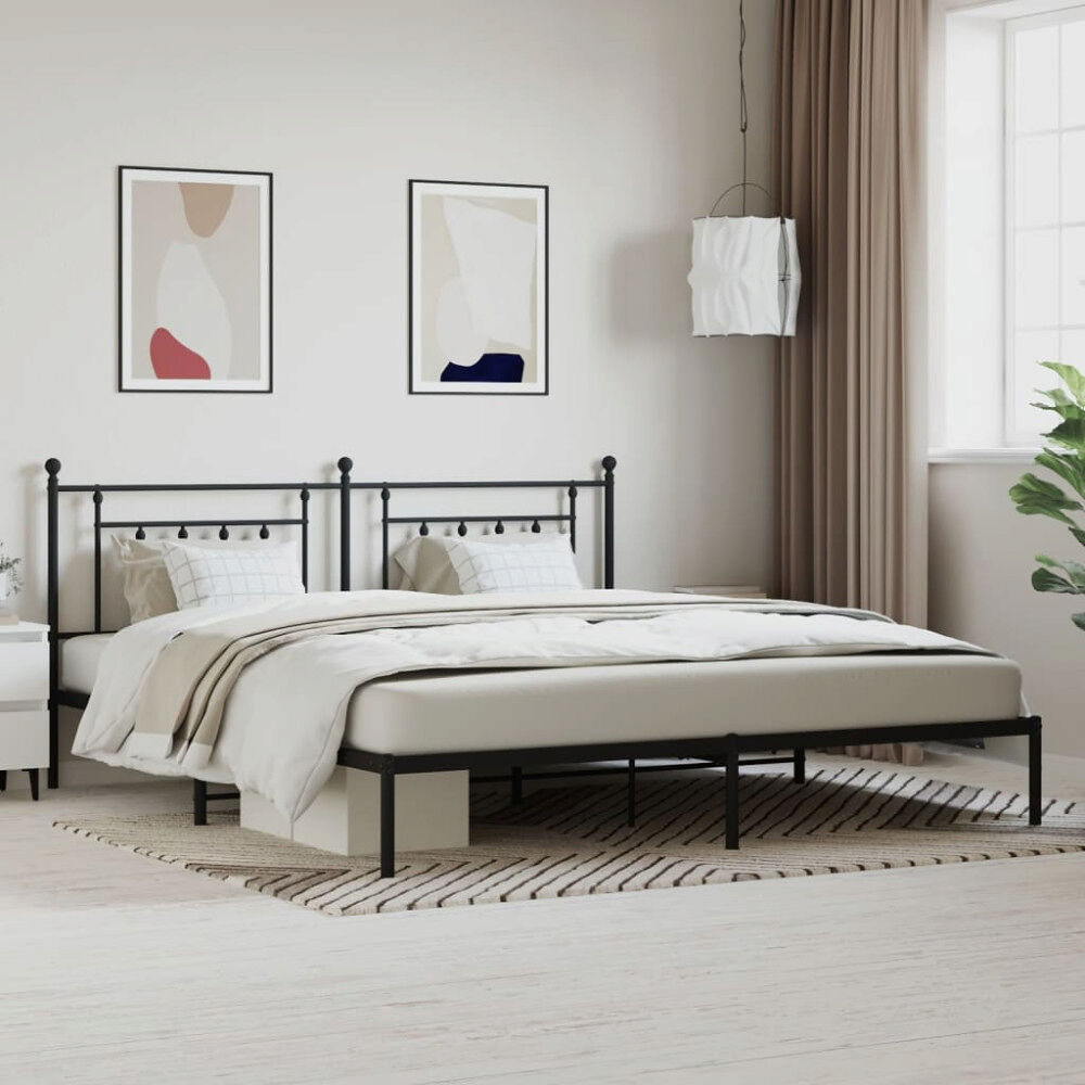 vidaXL Sängram med huvudgavel metall svart 193x203 cm