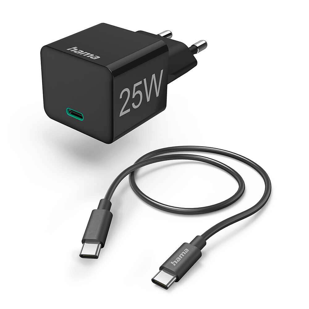 Hama Quick Charger 1x USB-C with Cable 25W PD 1.0m Black