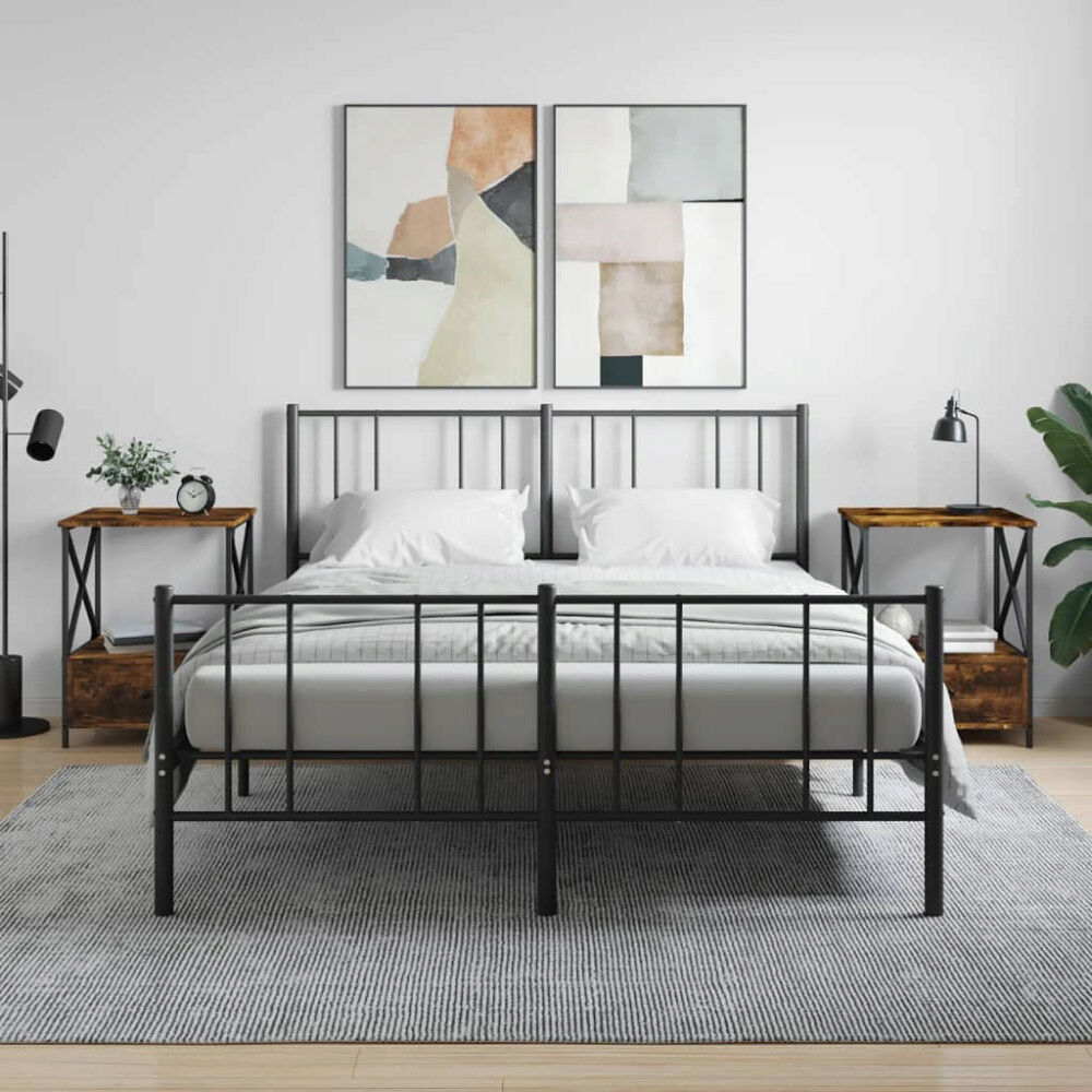 vidaXL Sängbord 2 st rökfärgad ek 50x41x65 cm konstruerat trä