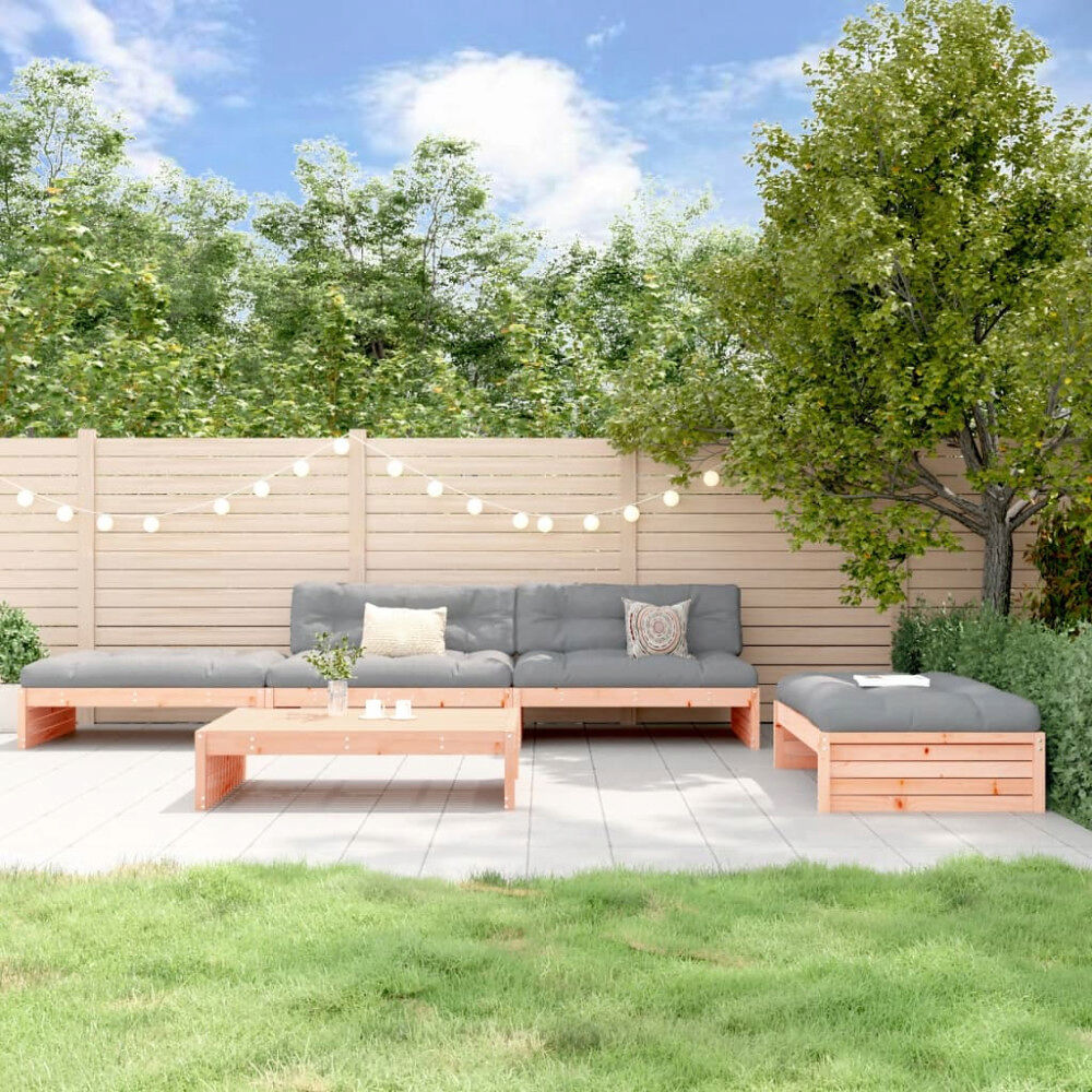 vidaXL Loungegrupp för trädgården med dynor 5 delar massiv douglasgran