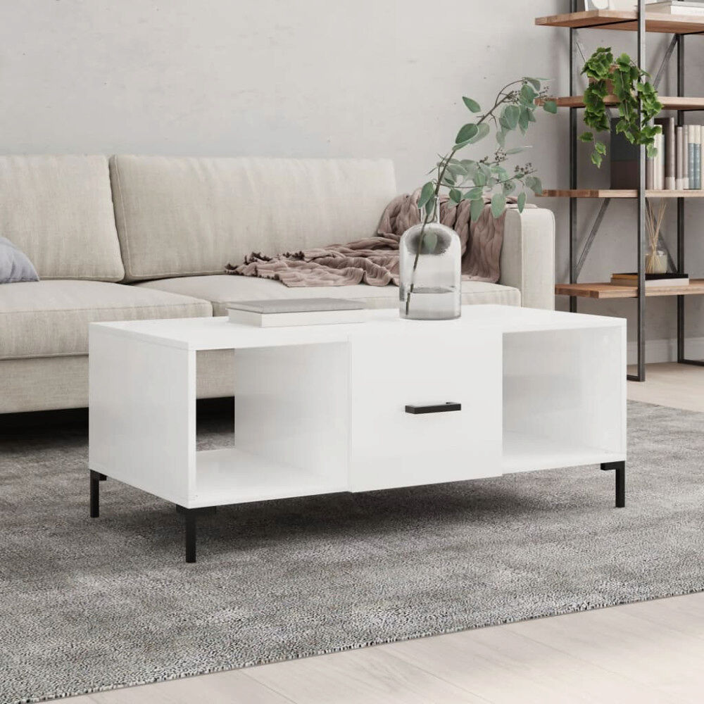 vidaXL Soffbord vit högglans 102x50x40 cm konstruerat trä