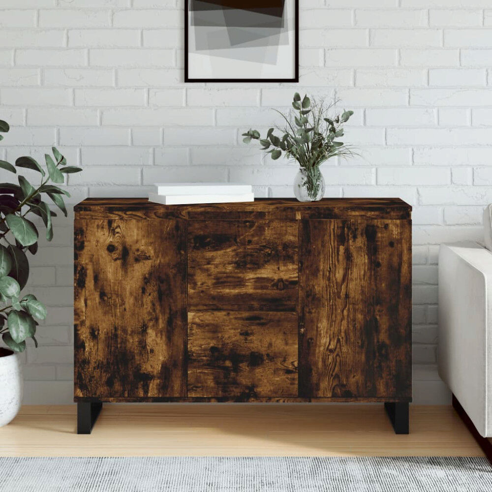 vidaXL Skänk rökfärgad ek 101,5x35x70 cm konstruerat trä