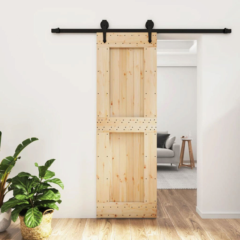 vidaXL Skjutdörr med beslag 70x210 cm massiv furu