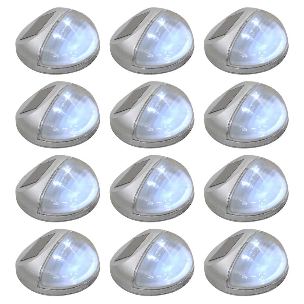 vidaXL Sollampa vägg LED set 12 st rund silver