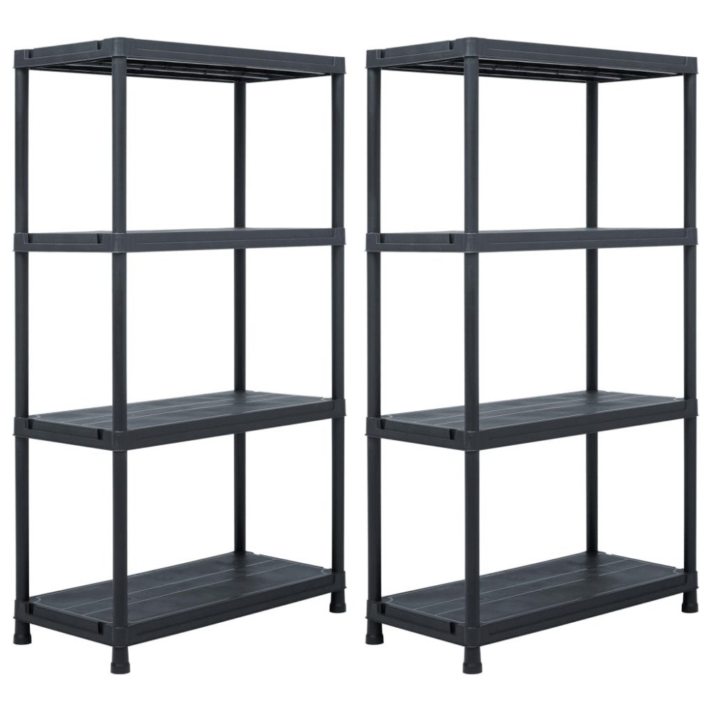 vidaXL Förvaringshyllor 2 st svart 60x30x138 cm plast