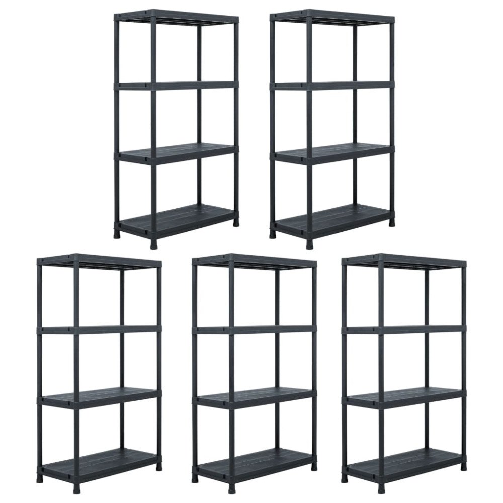 vidaXL Förvaringshyllor 5 st svart 60x30x138 cm plast